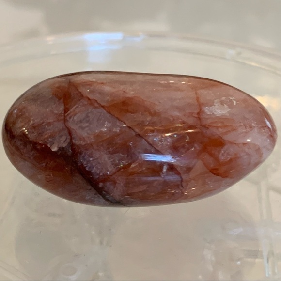 2.25" Hematoid Red Fire Quartz Crystal Polished Palm Stone Chakras Madagascar - Picture 8 of 11